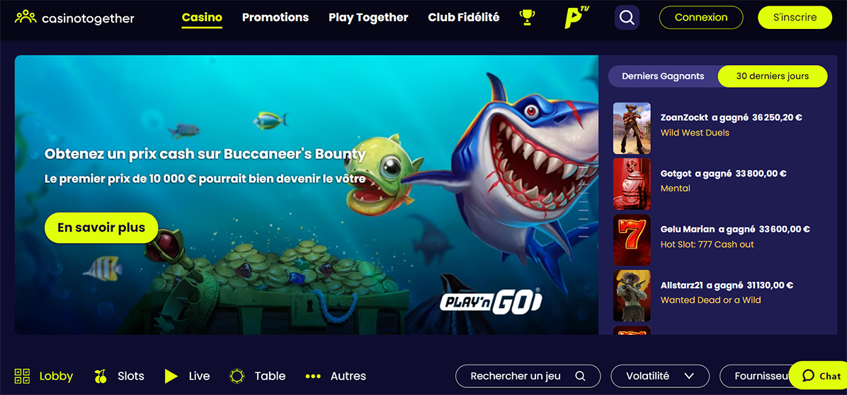 Azur Casino 2 - capture écran page d'accueil